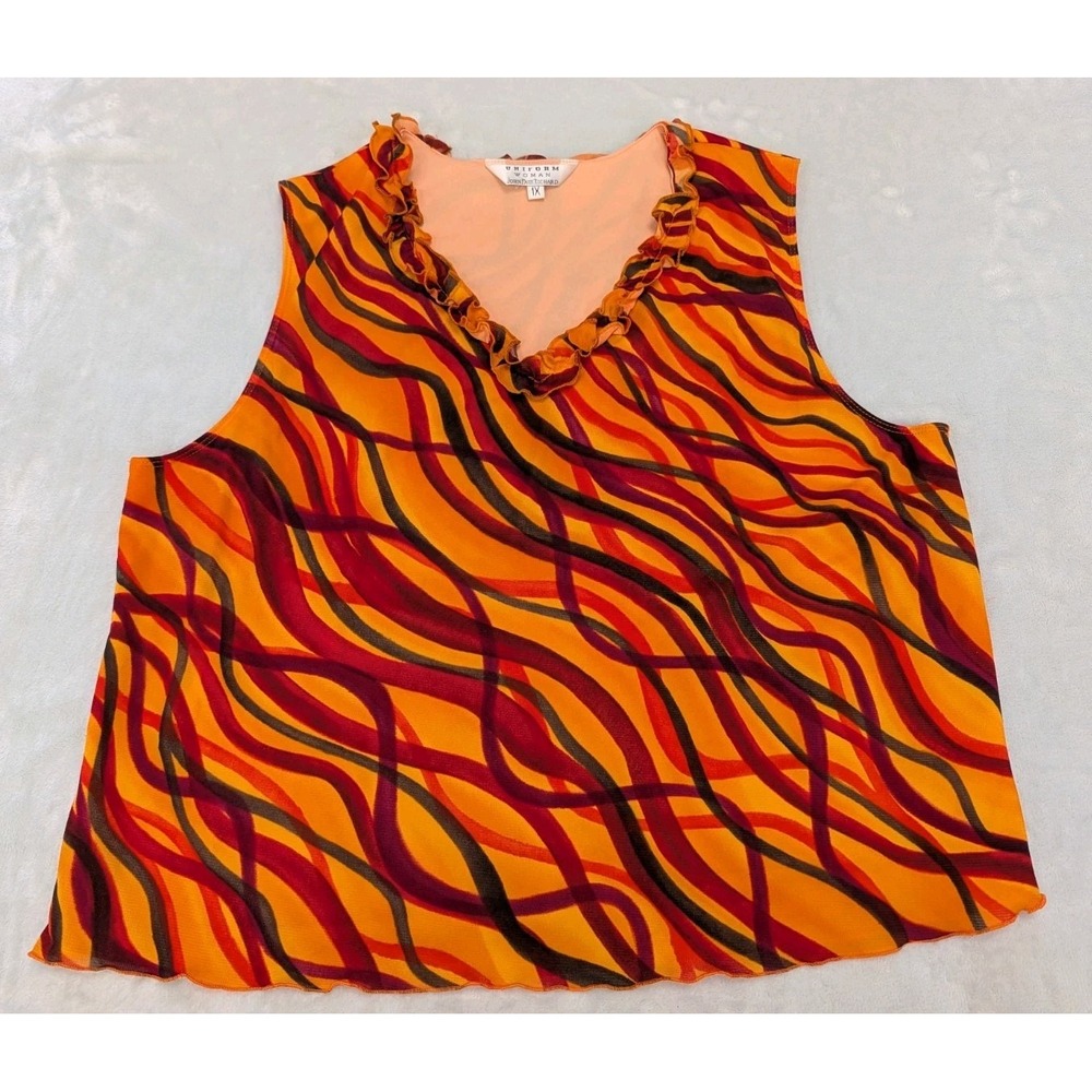 Uniform Woman John Paul Richard 1X Shirt Ruffled V Neckline Fully Lined Top